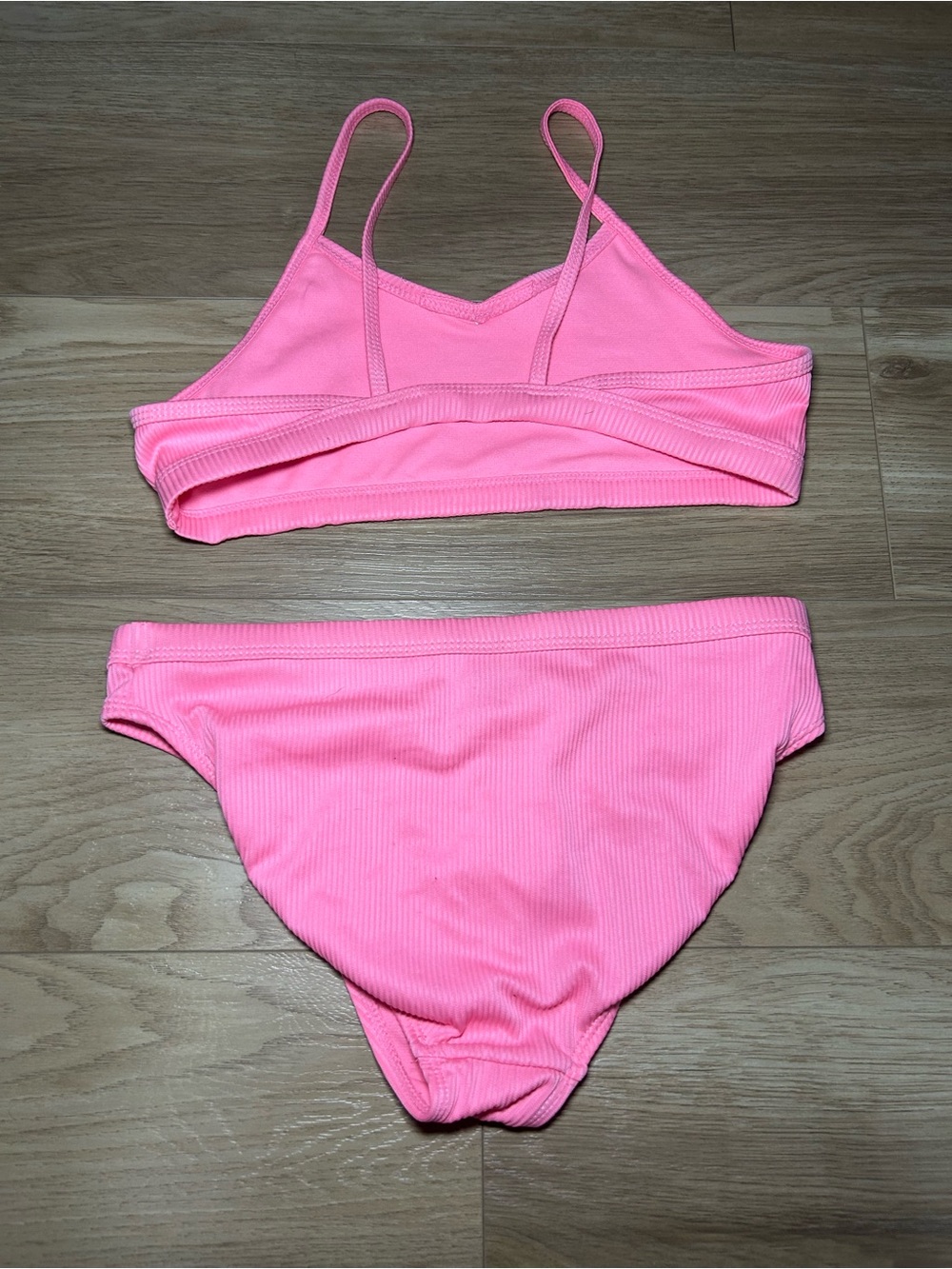 George Pink Ribbed Two-Piece Girls Bikini - Picture 2 of 4